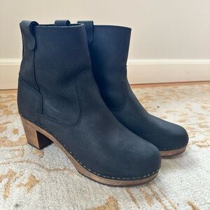 Lotta From Stockholm Black Leather Clog Boots
